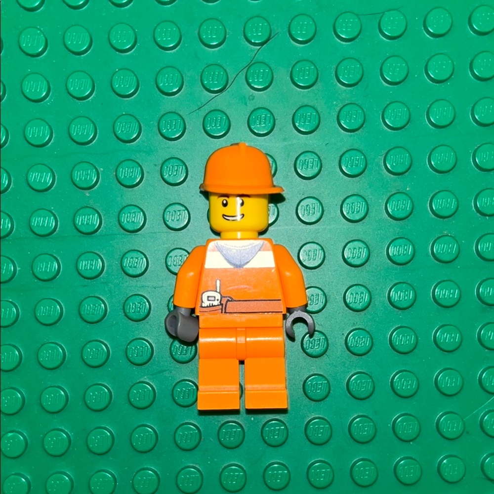 Lego Minifigure Orange Construction Worker Toy Figure